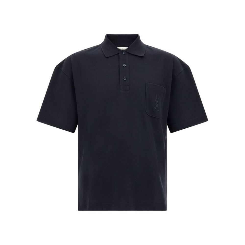 Saint Laurent Blue Cotton Polo Men's Shirt